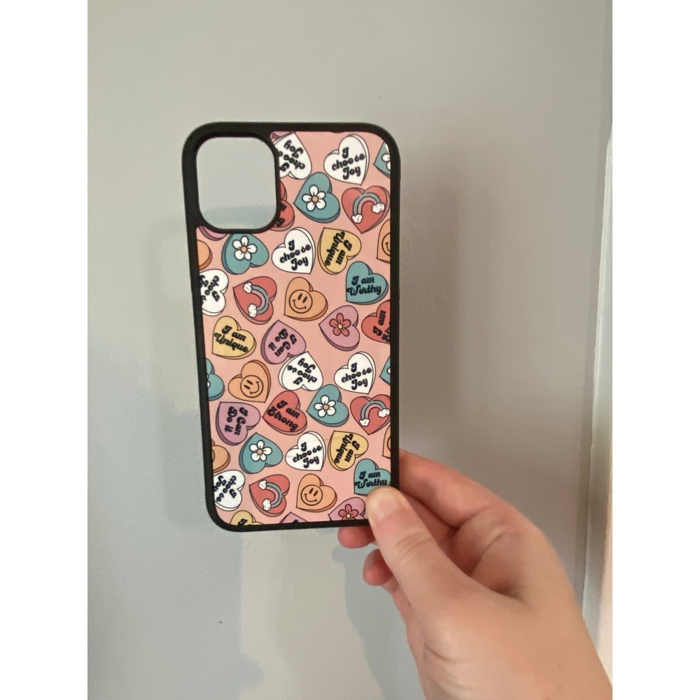 iPhone Case Unisex iPhone 11 Pink Conversation Heart Affirmation Pattern